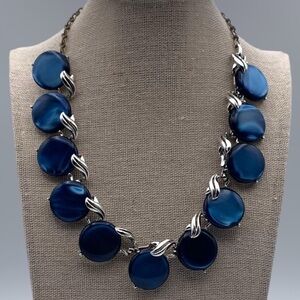 Vintage 50s H&S Blue Moonglow Lucite Necklace